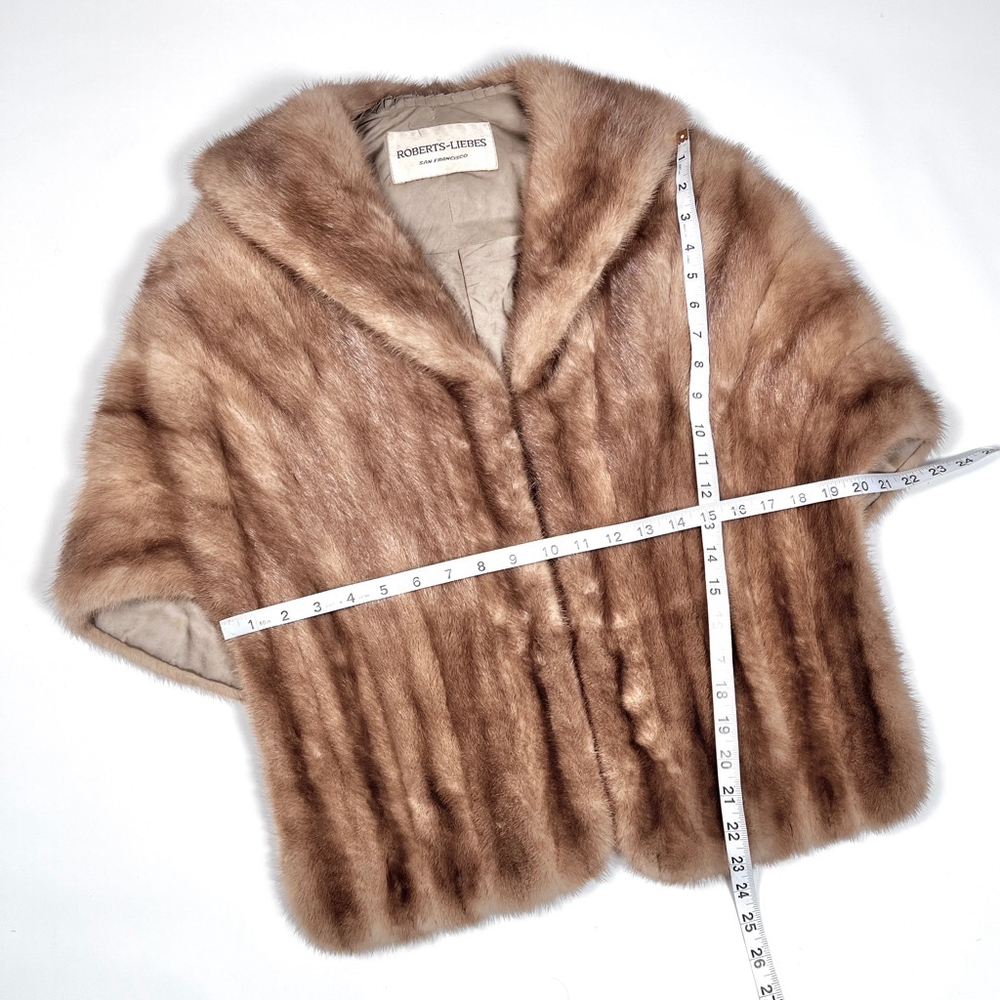 Roberts-Lories San Francisco Mink Stile Brown Fur Stole Cape OS - Picture 8 of 15